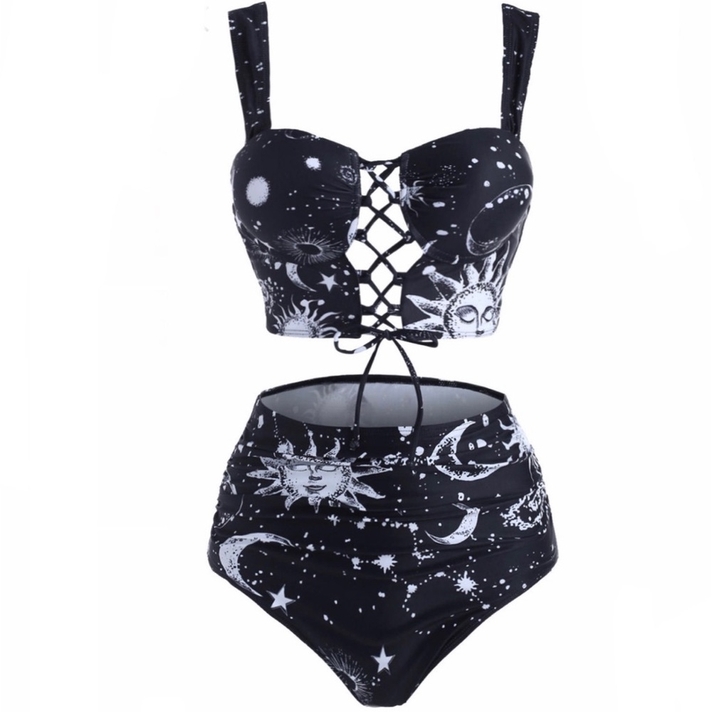Dressfo | Astrology Sun Moon Star 2 Piece Swim Suit